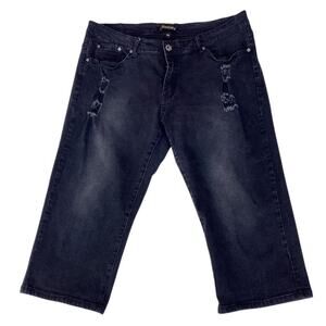 diverso Women's Plus Size 18W Black Baggy Fit Distressed Jeans‎